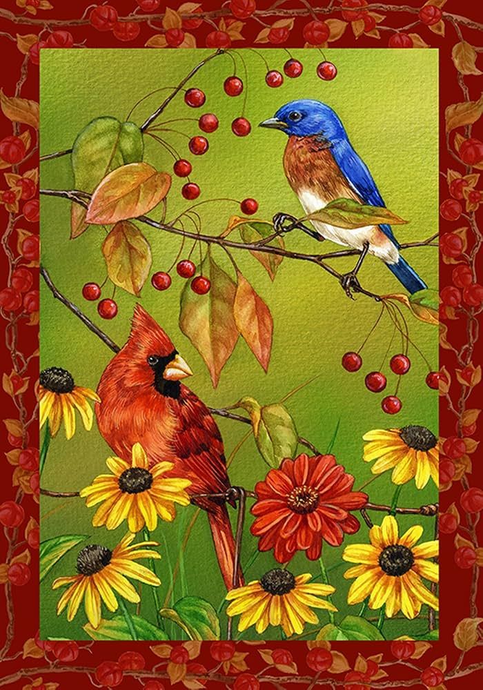 Birds and Berries Garden Flag