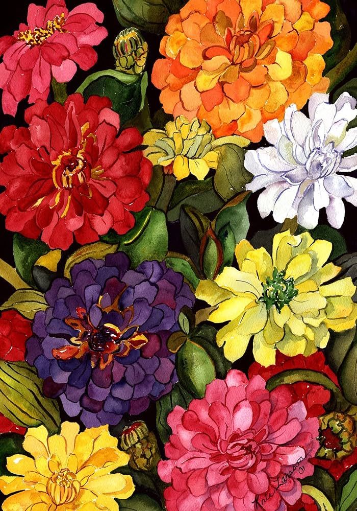 Zinnias Spring Garden Flag