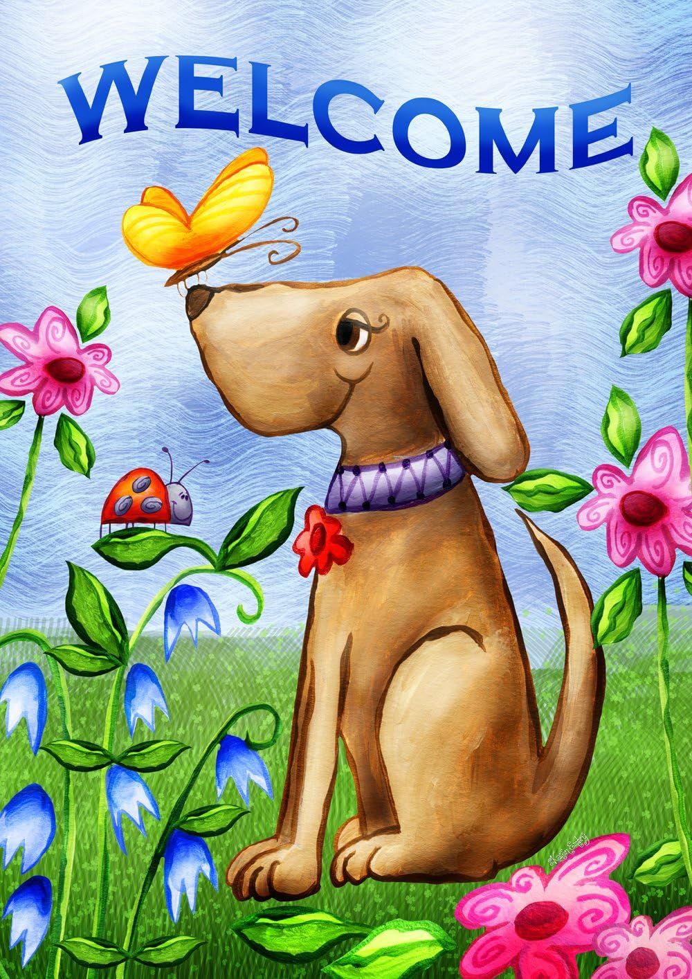 Welcome Dog Spring Garden Flag