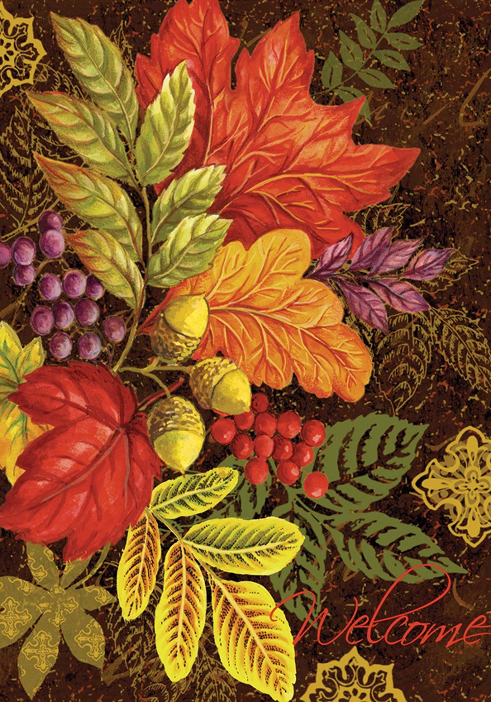 Autumn Leaves and Berries Garden Flag