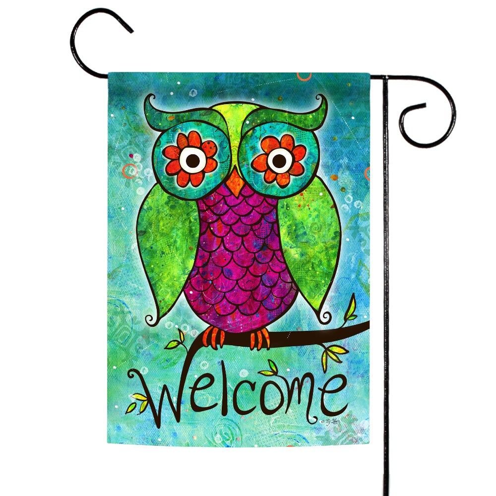 Rainbow Owl Garden Flag