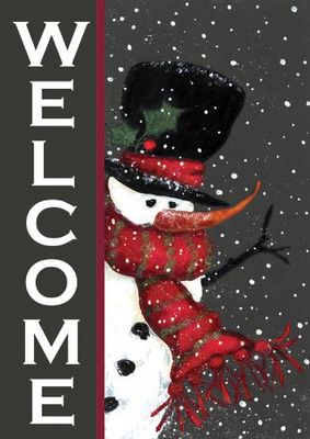 Welcome Snowman Garden Flag