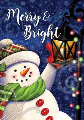 Merry and Bright Snowman Garden Flag