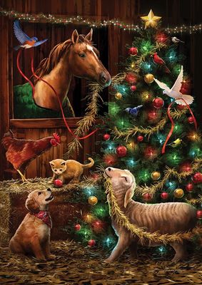 Christmas Barn Garden Flag