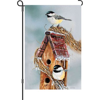 Winter Chickadees Garden Flag