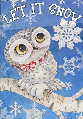 Let it Snow Owl Garden Flag