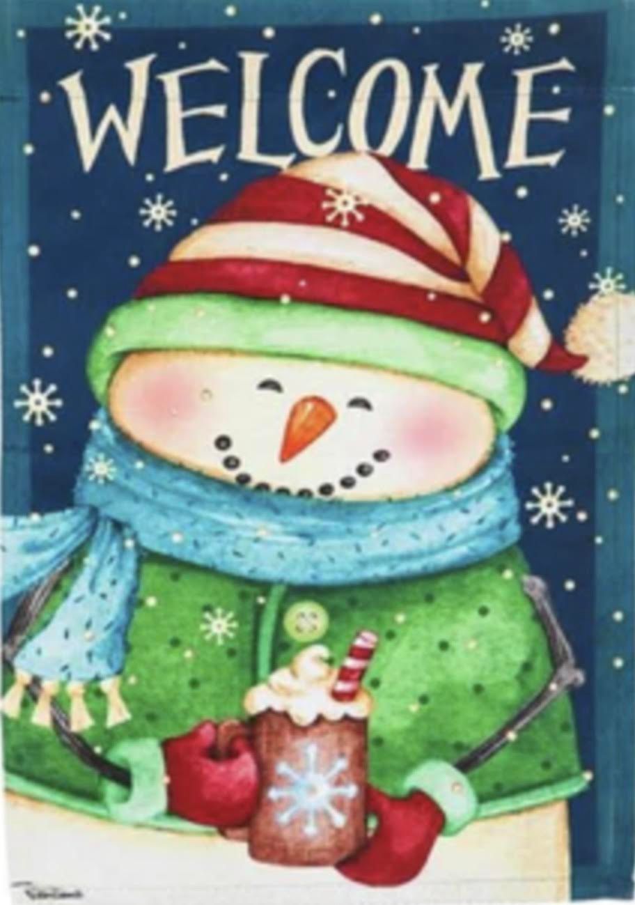 Holiday Snowman Welcome Garden Flag