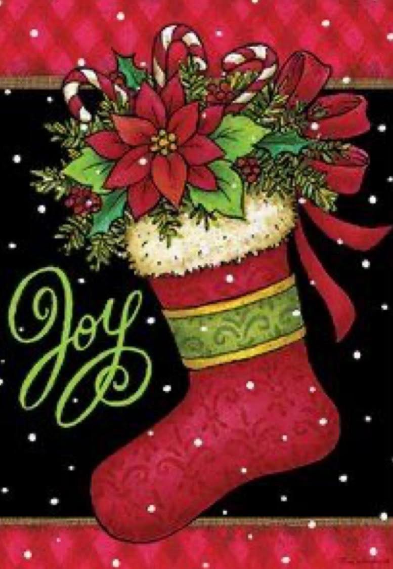 Joy Stocking Garden Flag