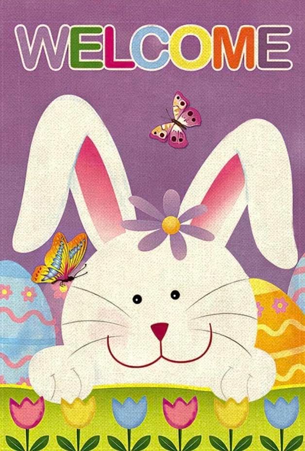 Welcome Bunny Garden Flag