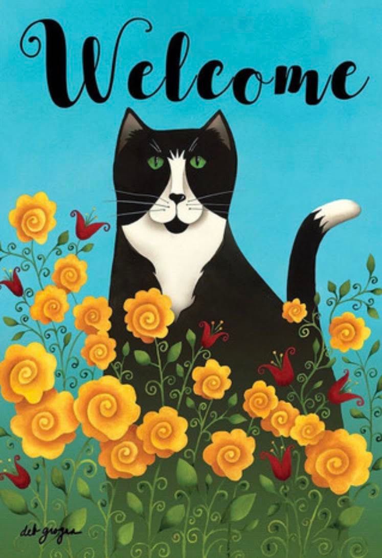 Welcome Cat Garden Flag