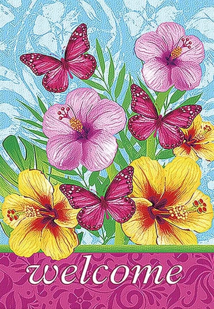 Welcome Flowers Garden Flag