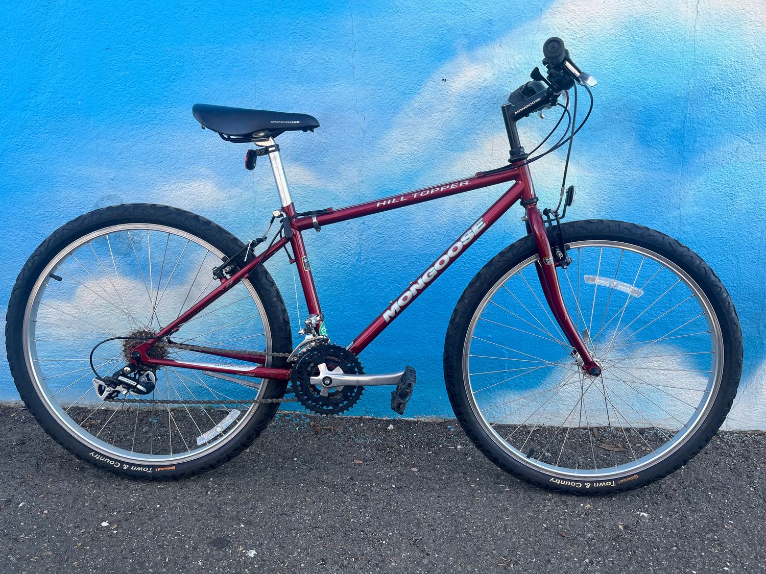 used Mongoose Hilltopper, burgundy, medium, as-is