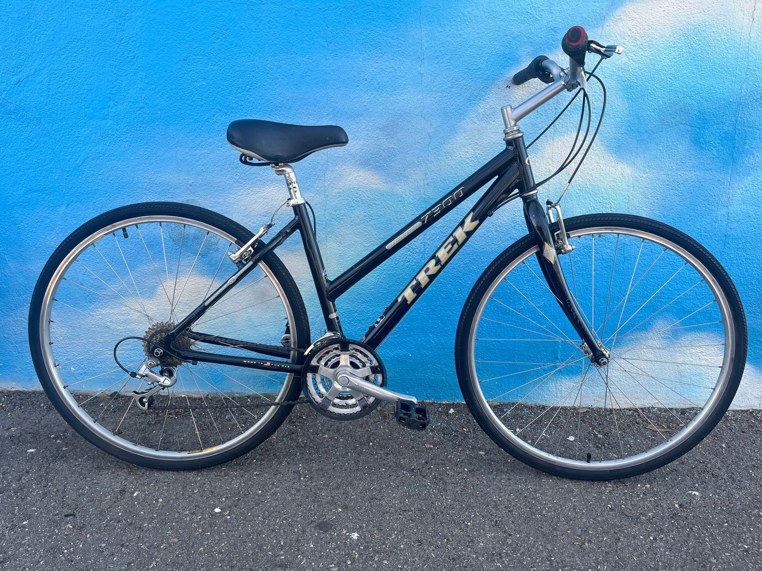 used Trek 7300, black/gold, medium, as-is