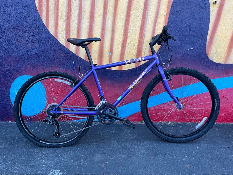 used Specialized Rockhopper, purple/yellow, small