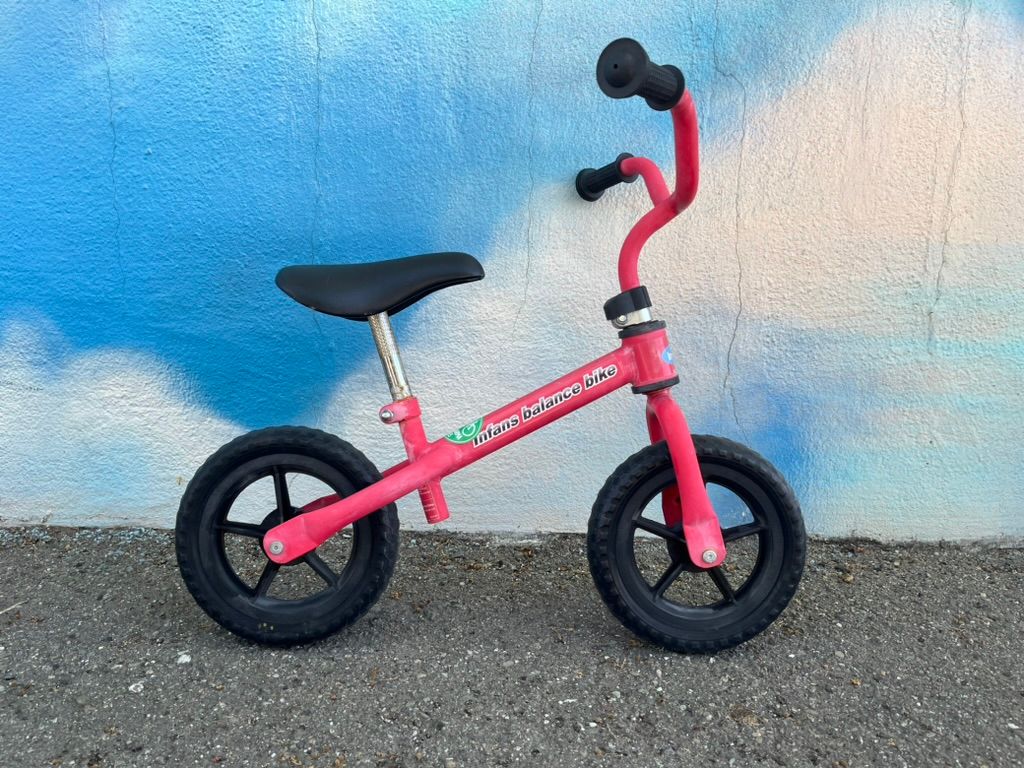used Infans balance bike, red, approx 10&quot; plastic wheel, as-is