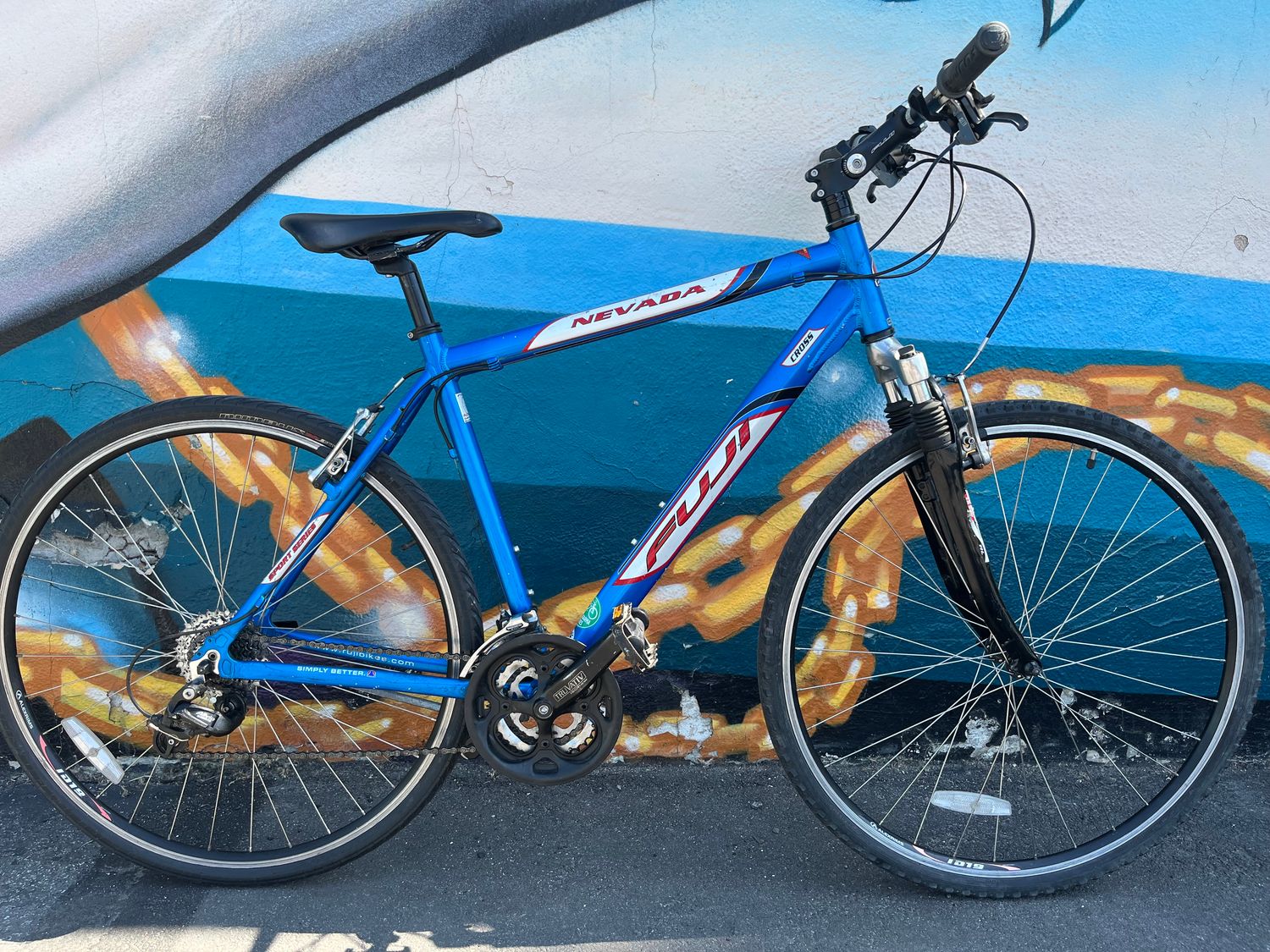 used Fuji Nevada, blue/white/red, large