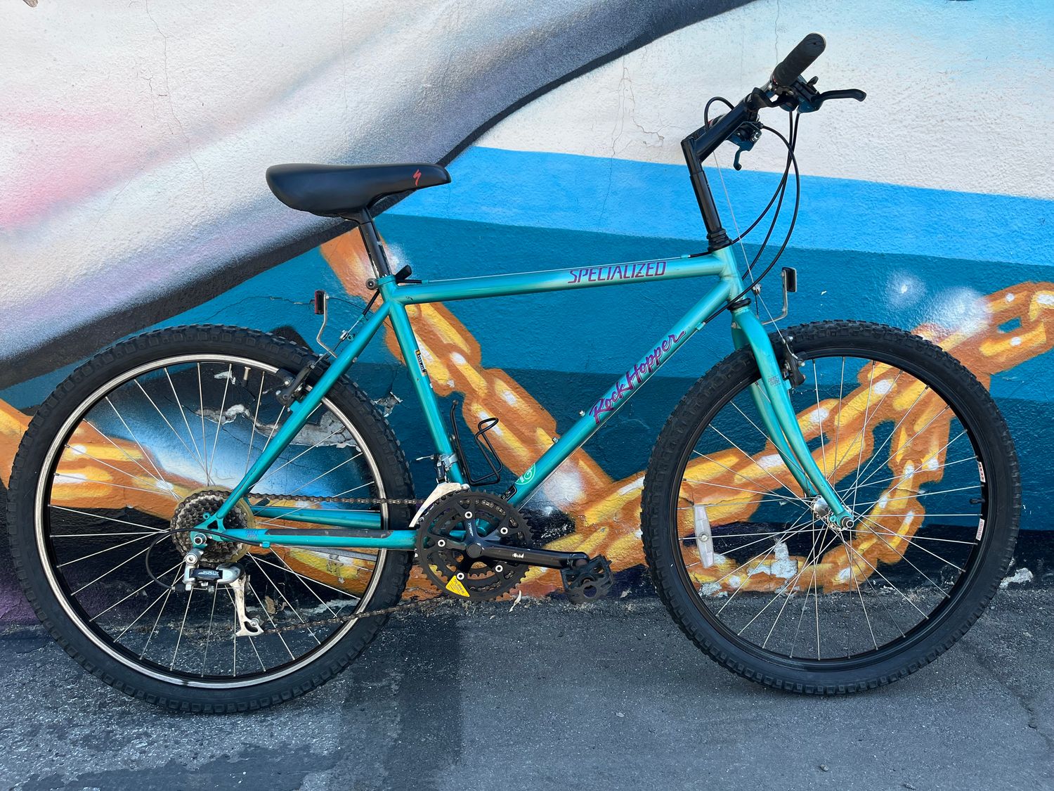 used Specialized Rockhopper, teal/purple, medium
