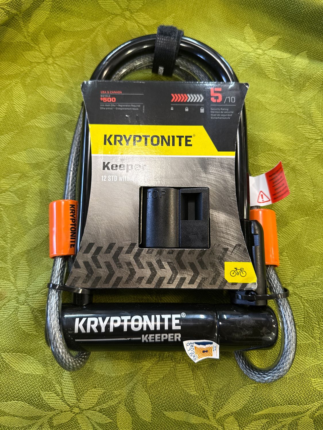 Lock - Kryptonite Keeper U-Lock 4 x 8" Keyed 4' Cable