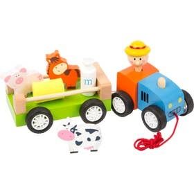 farmer/animals pull along