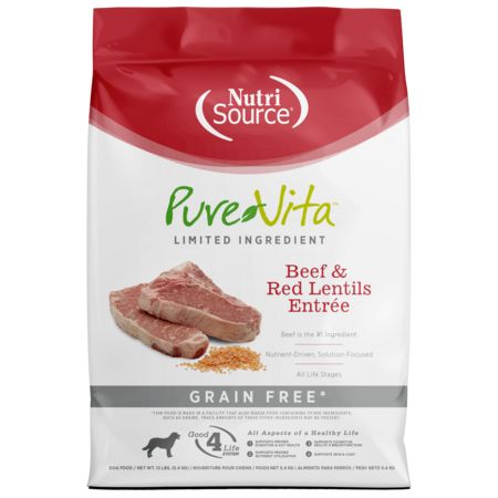 PURE VITA DOG GF BEEF &amp; RED LENTIL 12#
