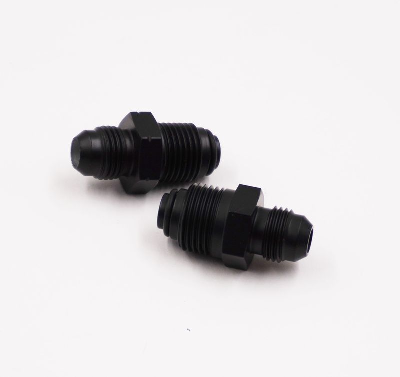 Pure Stealth Power Steering Adapter Kit: Late GM Power Box/Rack 16MM 1.5 &amp; 18MM 1.5 x -6 AN - (Steel) - (2 Adapter Kit) - X11735