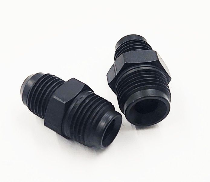 Pure Stealth Power Steering Adapter Kit: Early  GM - (1965-&#39;81) Power Steering Box Adapter Fitting Kit- 5/8-18 &amp; 11/16-18 x -6 AN Adapter Kit - (2 Fitting Kit) - X11765