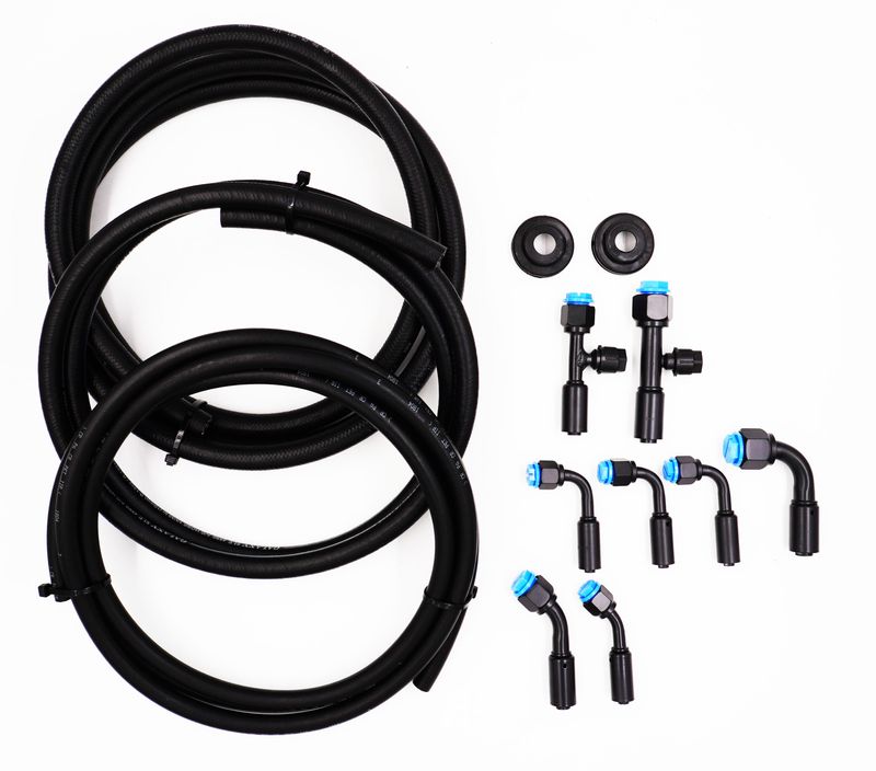 Pure Stealth 8-Fitting Reduced Barrier Beadlock Hose Kit  w/o Drier - 180 Degree Service Ports - Rubber Hose - X15548-180