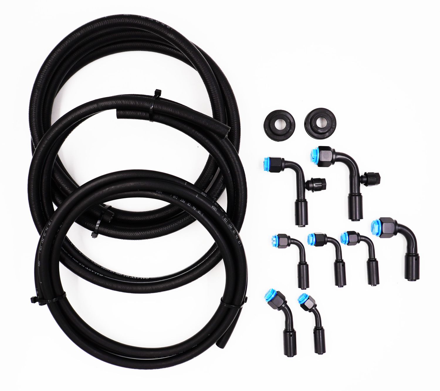 Pure Stealth 8-Fitting Reduced Barrier Beadlock Hose Kit  w/o Drier - 90 Degree Service Ports - Rubber Hose - X15548-90