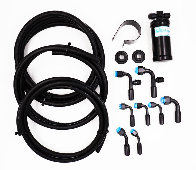 Pure Stealth 8-Fitting Reduced Barrier Beadlock Hose Kit  w/ Drier - 90° Service Ports - Rubber Hose - X15549-90