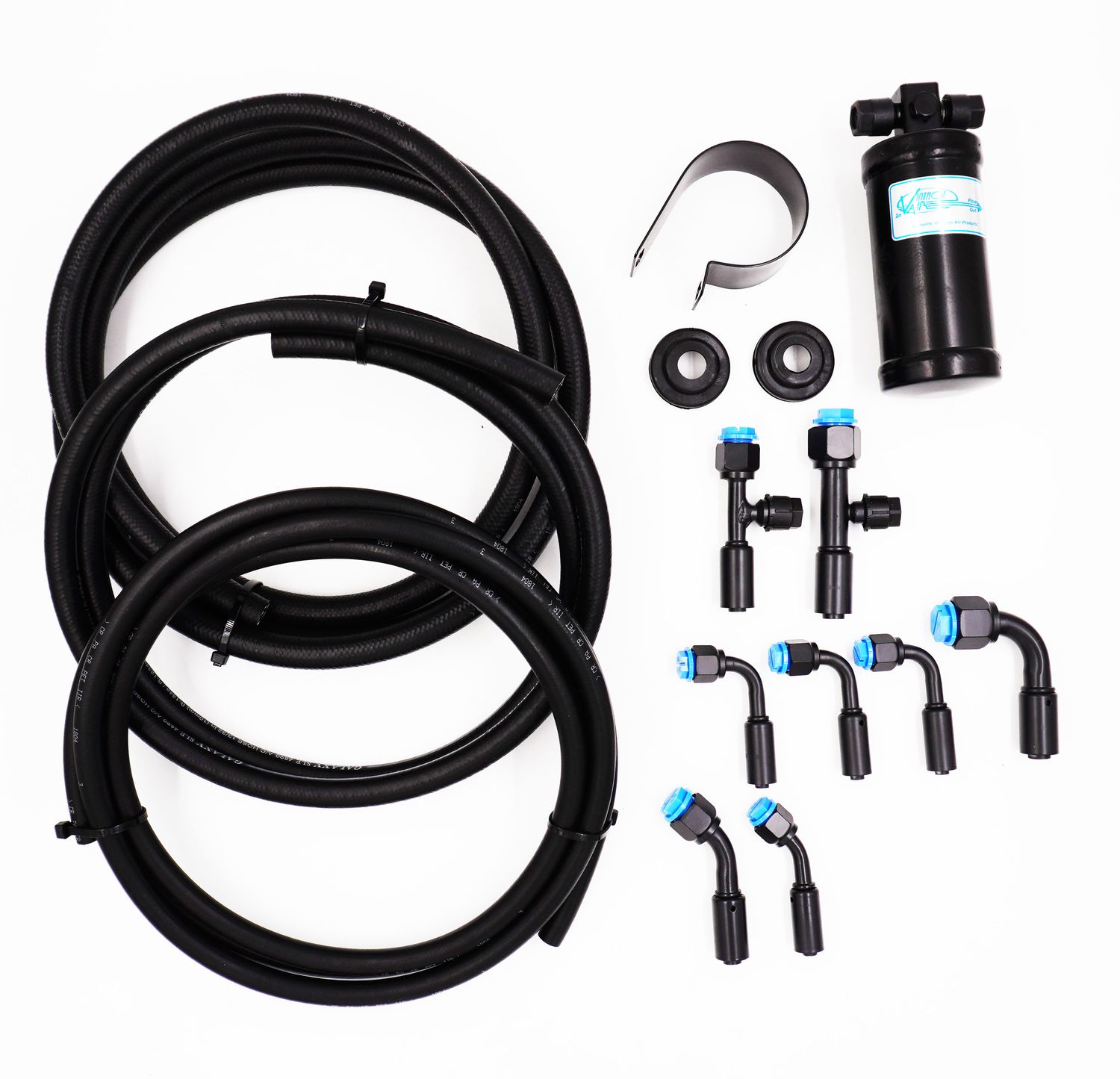 Pure Stealth 8-Fitting Reduced Barrier Beadlock Hose Kit  w/ Drier - 180° Service Ports - Rubber Hose - X15549-180