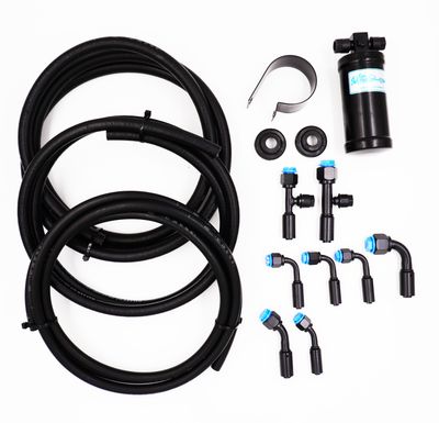 Pure Stealth 8-Fitting Reduced Barrier Beadlock Hose Kit  w/ Drier - 180° Service Ports - Rubber Hose - X15549-180