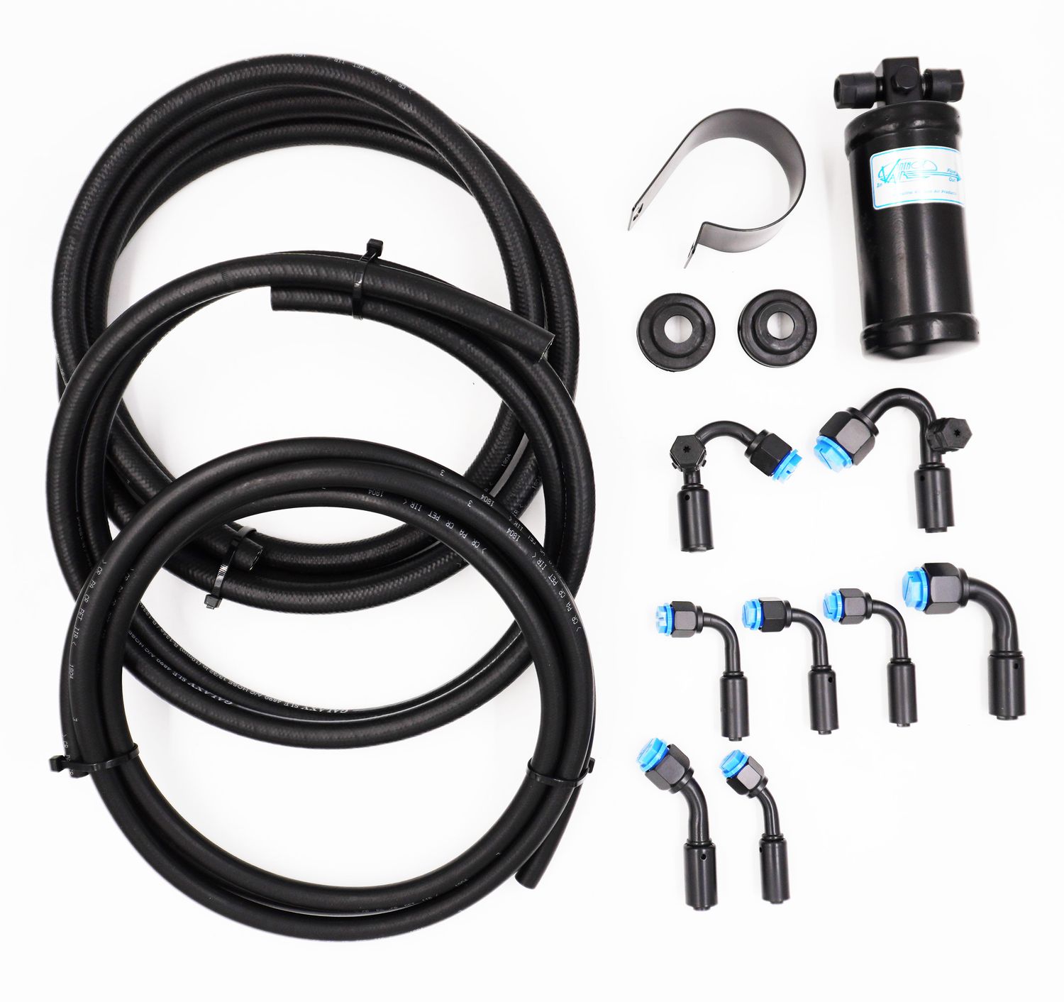 Pure Stealth 8-Fitting Reduced Barrier Beadlock Hose Kit  w/ Drier - 135° Service Ports - Rubber Hose - X15549-135