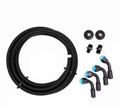 Pure Stealth Reduced Barrier Black Braided Heater Hose Kit - 1/2&quot; &amp; 3/8&quot; Adapters - Black Nylon Braided Hose - XX31400-1238