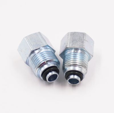 Power Steering Adapter Kit: Late GM Box To Early Hose Fitting Kit - 16MM 1.5 &amp; 18MM1.5 X 5/8-18 Female Inverted Flare - (Steel) - (2 Fitting Kit) - 11715