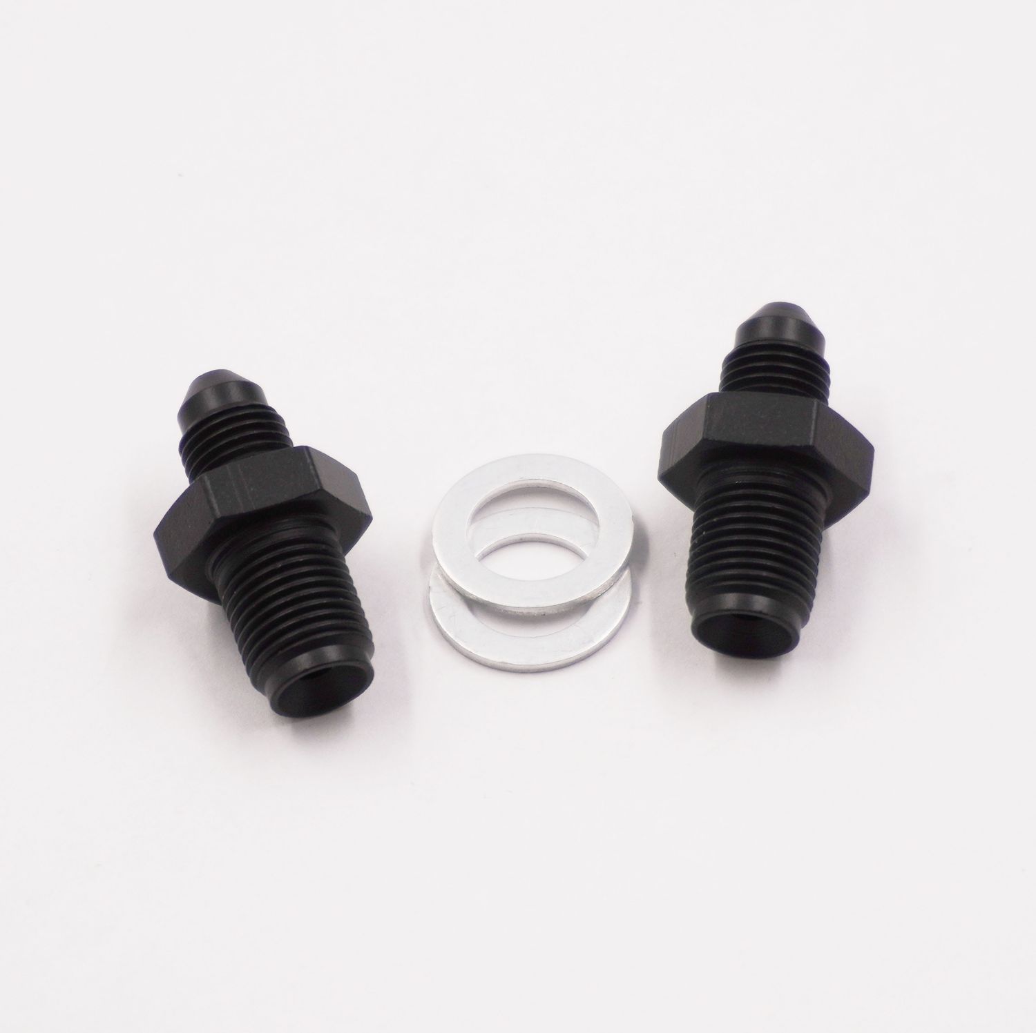 Pure Stealth Adapter Kit: 7/16-24 Male Inverted Flare x -3 AN W/ Crush Washers - (Steel) - (Pair) - X2030