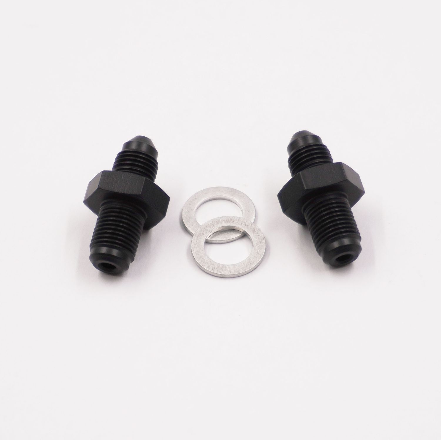 Pure Stealth Adapter Kit: 10MM 1.00 Male Inverted Flare x -3 AN W/ Crush Washers - (Steel) - (Pair) - X2040