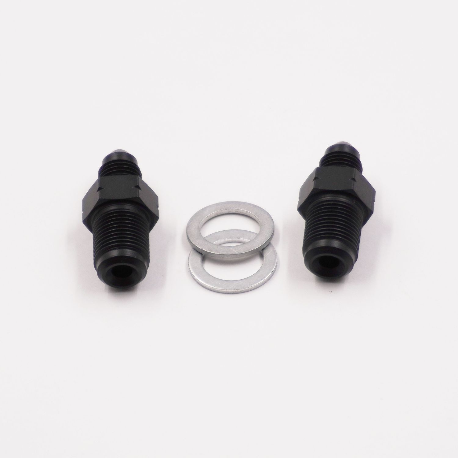 Pure Stealth Adapter Kit: 12MM-1.00 Male Inverted Flare x -3 AN W/ Crush Washers - (Steel) - (Pair) - X2060