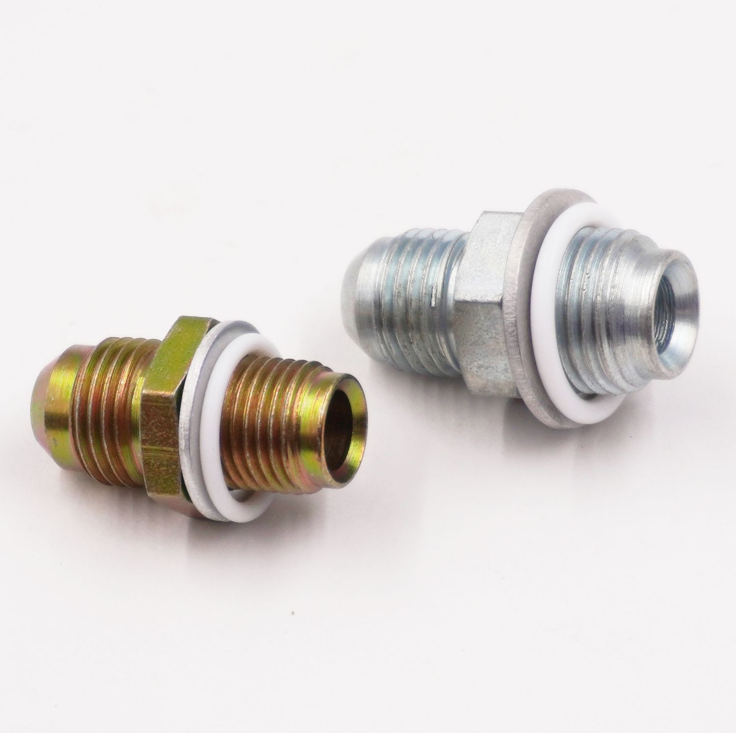 Power Steering Box  Adapter Fitting Kit: Early Mustang -  1/2-20 &amp; 5/8-18 Inverted Flare To -6 AN - ( Steel) - (2 Adapter Kit) - 11775