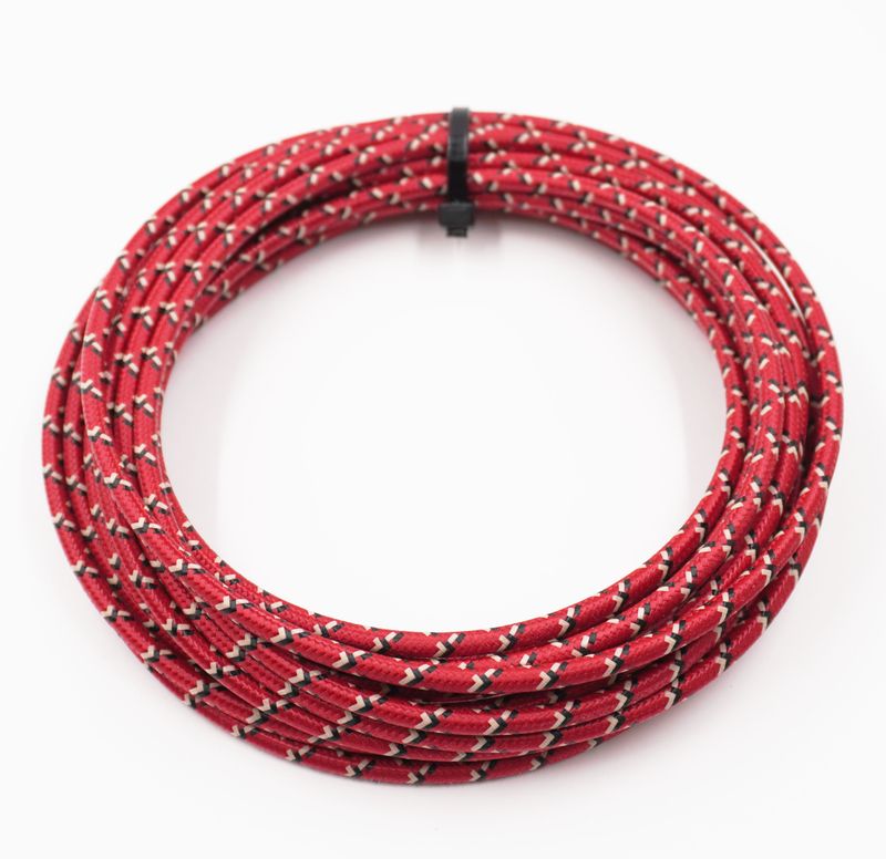 Pure Heritage  - 10 Gauge Wire - Red Braid w/ Black &amp; Teak Tracer - 20&#39; length
