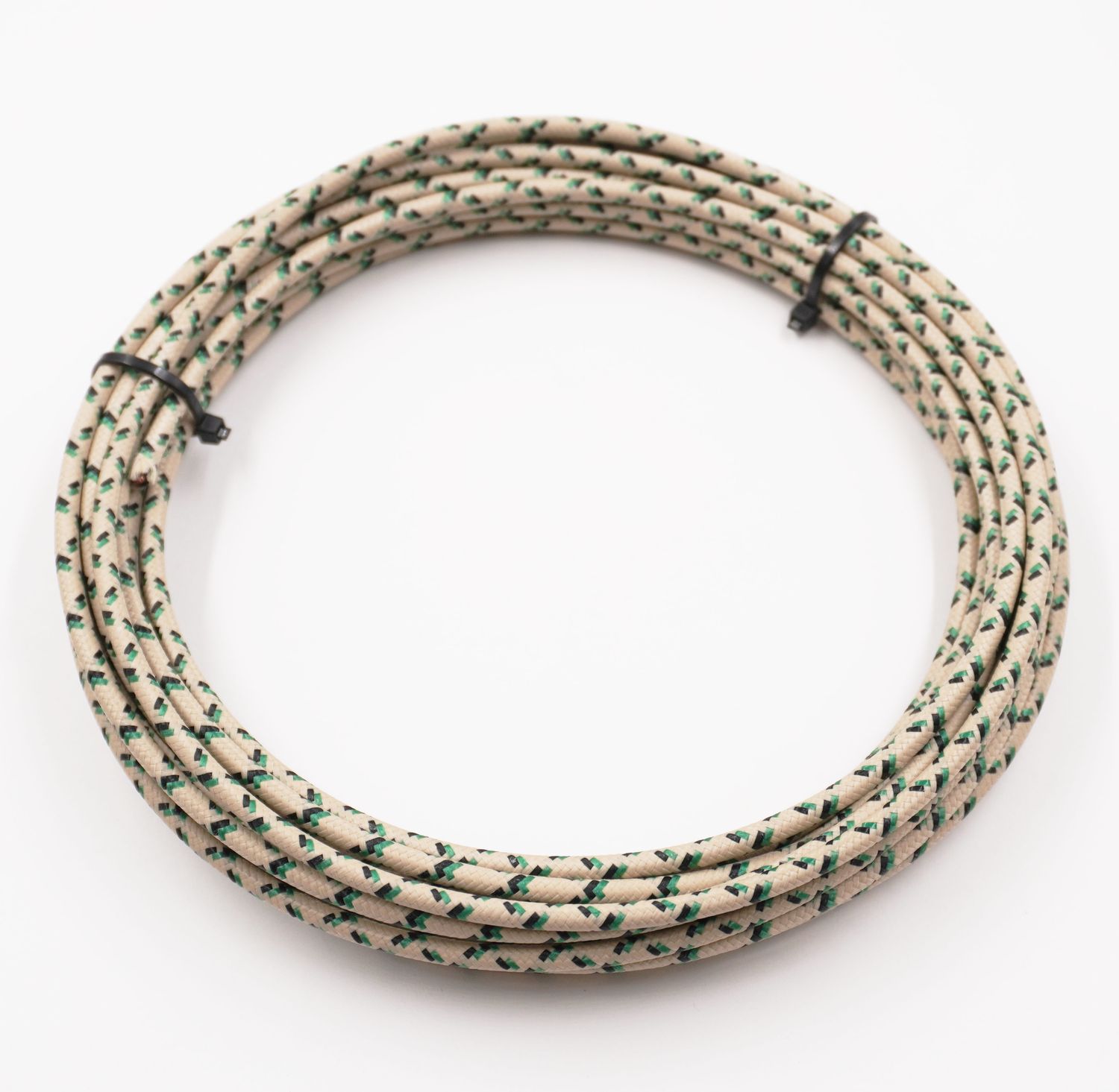 Pure Heritage  - 12 Gauge Wire - Teak Braid w/ Black &amp; Green Tracer - 20&#39; length