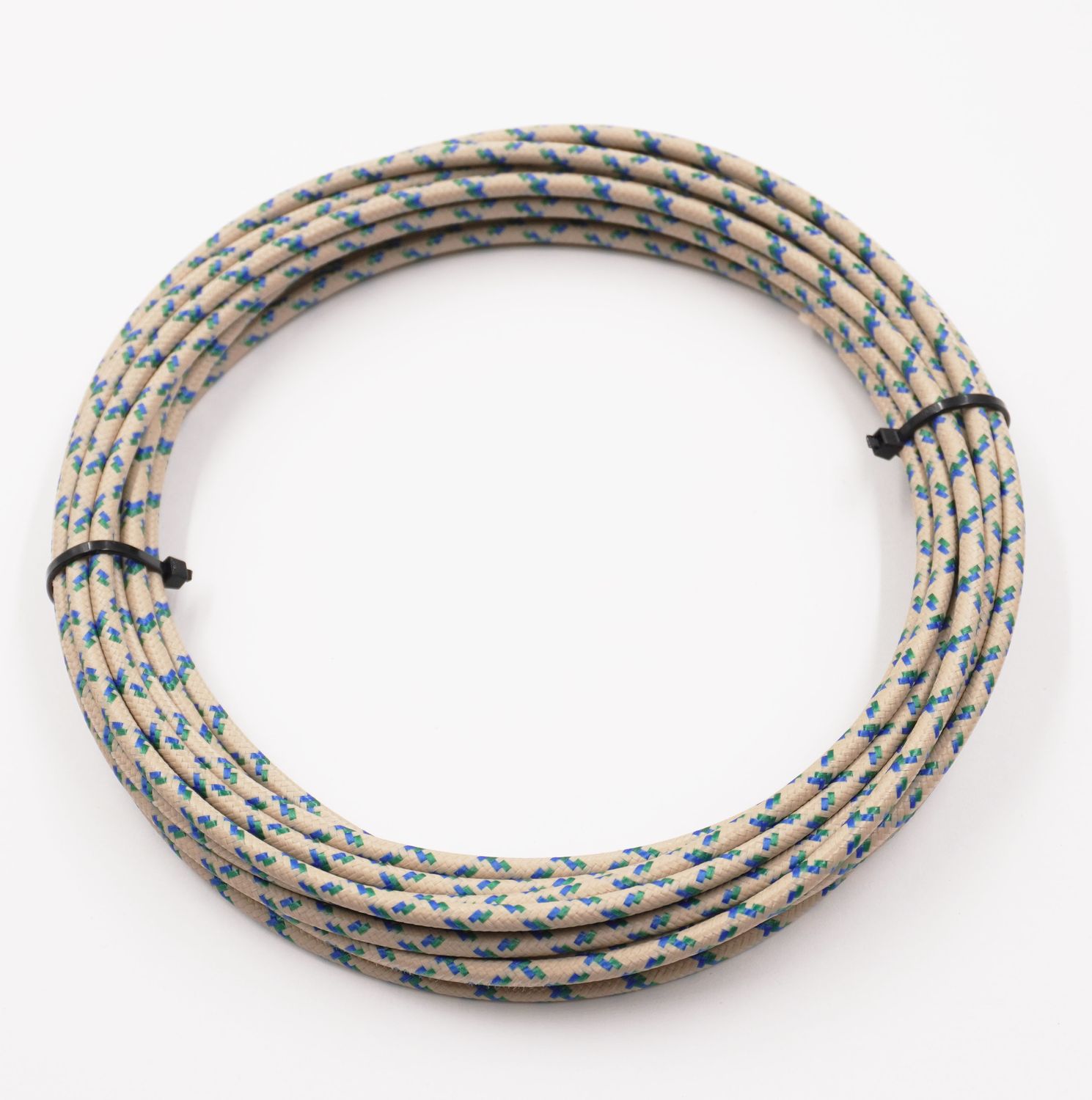 Pure Heritage  - 12 Gauge Wire - Teak Braid w/ Blue &amp; Green Tracer - 20&#39; length