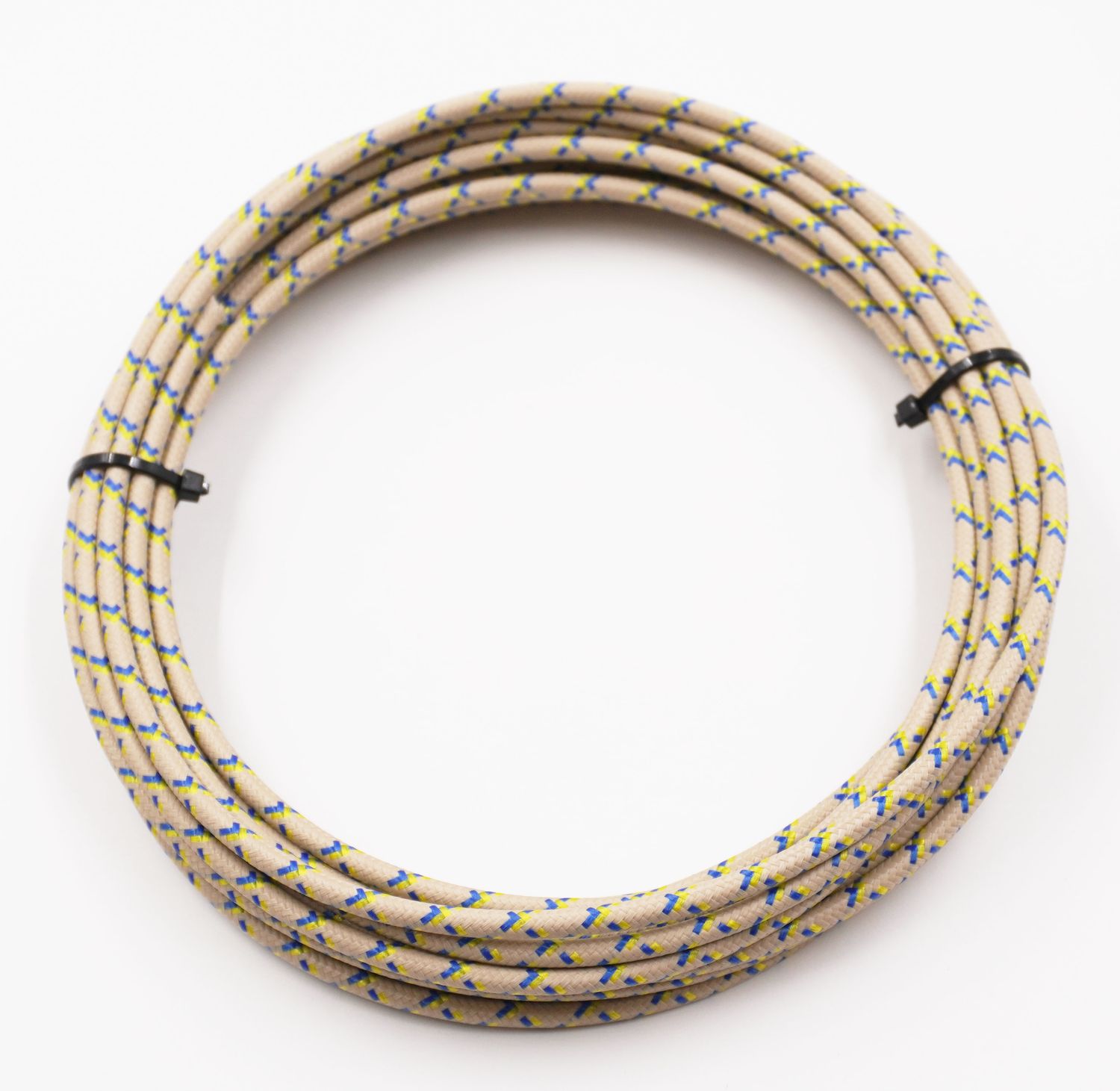 Pure Heritage  - 12 Gauge Wire - Teak Braid w/ Yellow &amp; Blue Tracer - 20&#39; length