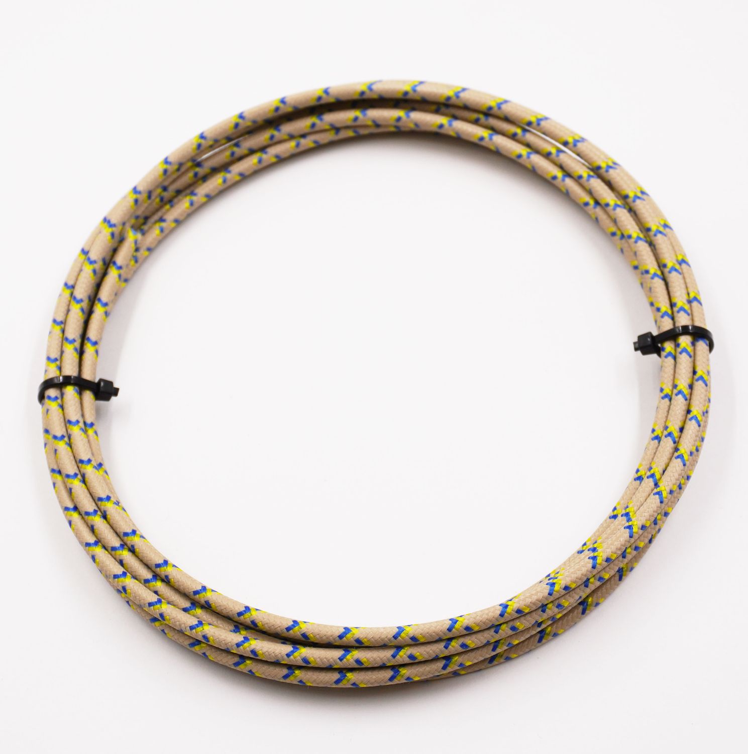 Pure Heritage  - 12 Gauge Wire - Teak Braid w/ Yellow &amp; Blue Tracer - 10&#39; length