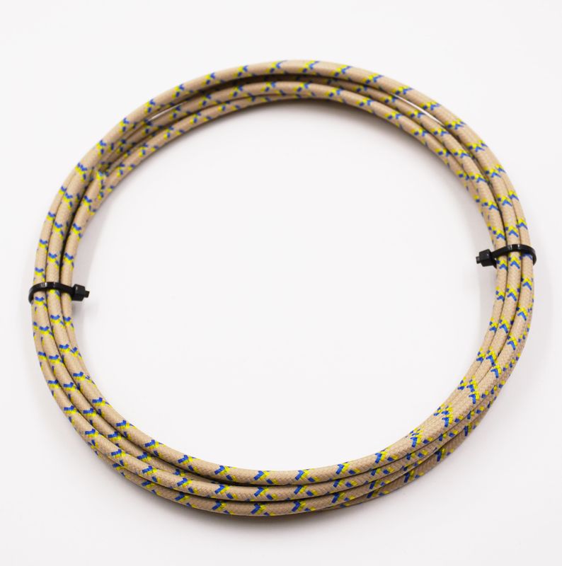 Pure Heritage  - 12 Gauge Wire - Teak Braid w/ Yellow &amp; Blue Tracer - 10&#39; length