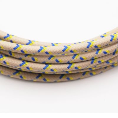 Pure Heritage  - 12 Gauge Wire - Teak Braid w/ Yellow &amp; Blue Tracer - per foot (25&#39; minimum)