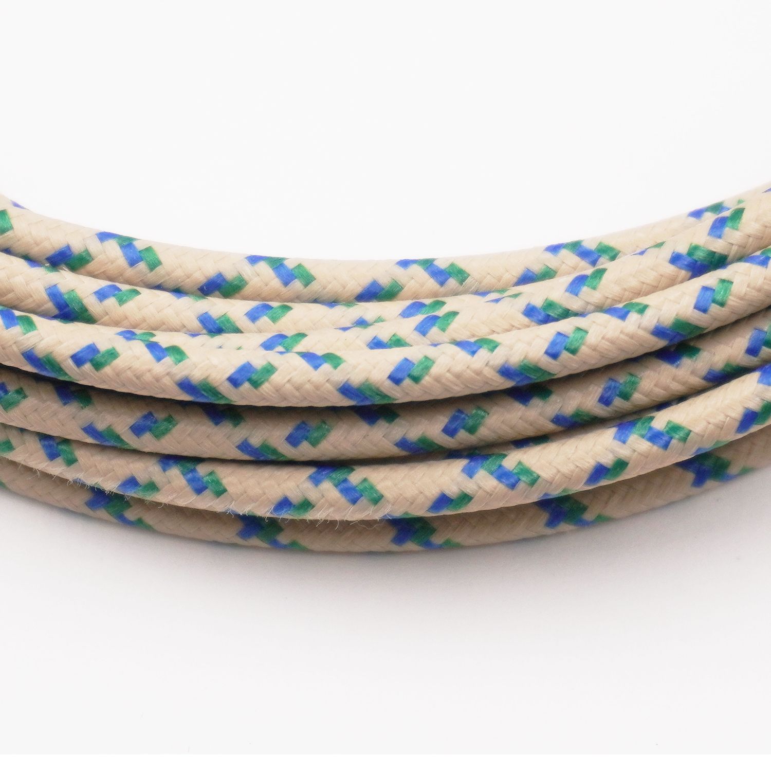 Pure Heritage  - 12 Gauge Wire - Teak Braid w/ Blue &amp; Green Tracer - per foot (25&#39; minimum)