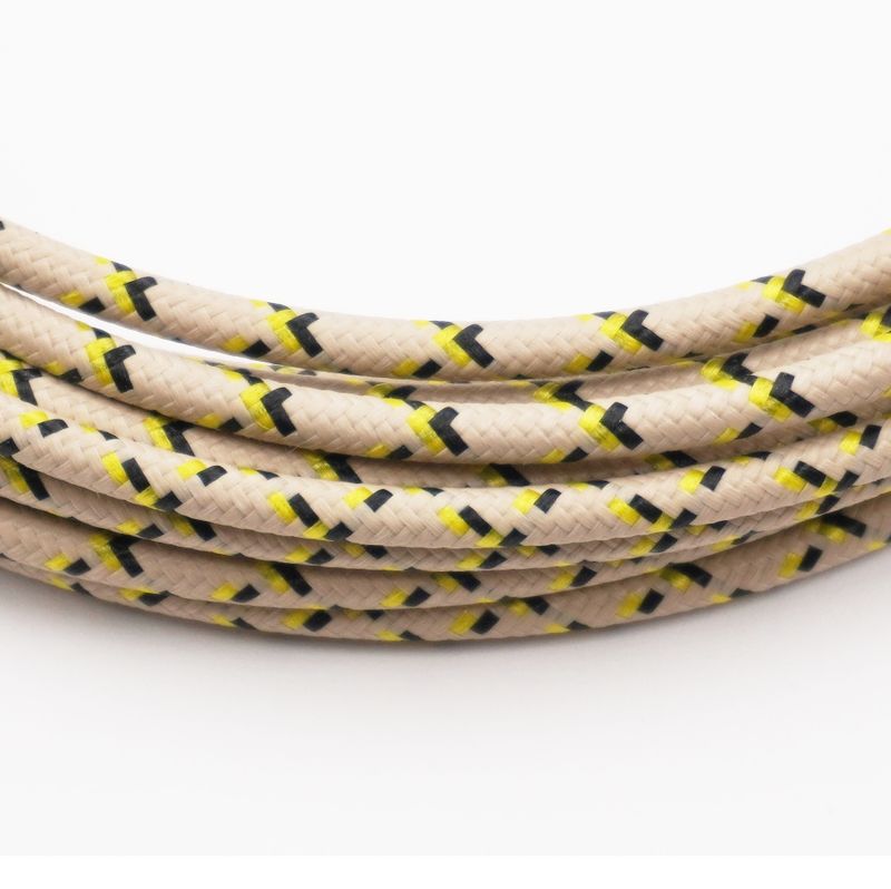 Pure Heritage  - 12 Gauge Wire - Teak Braid w/ Yellow &amp; Black Tracer - per foot (25&#39; minimum)