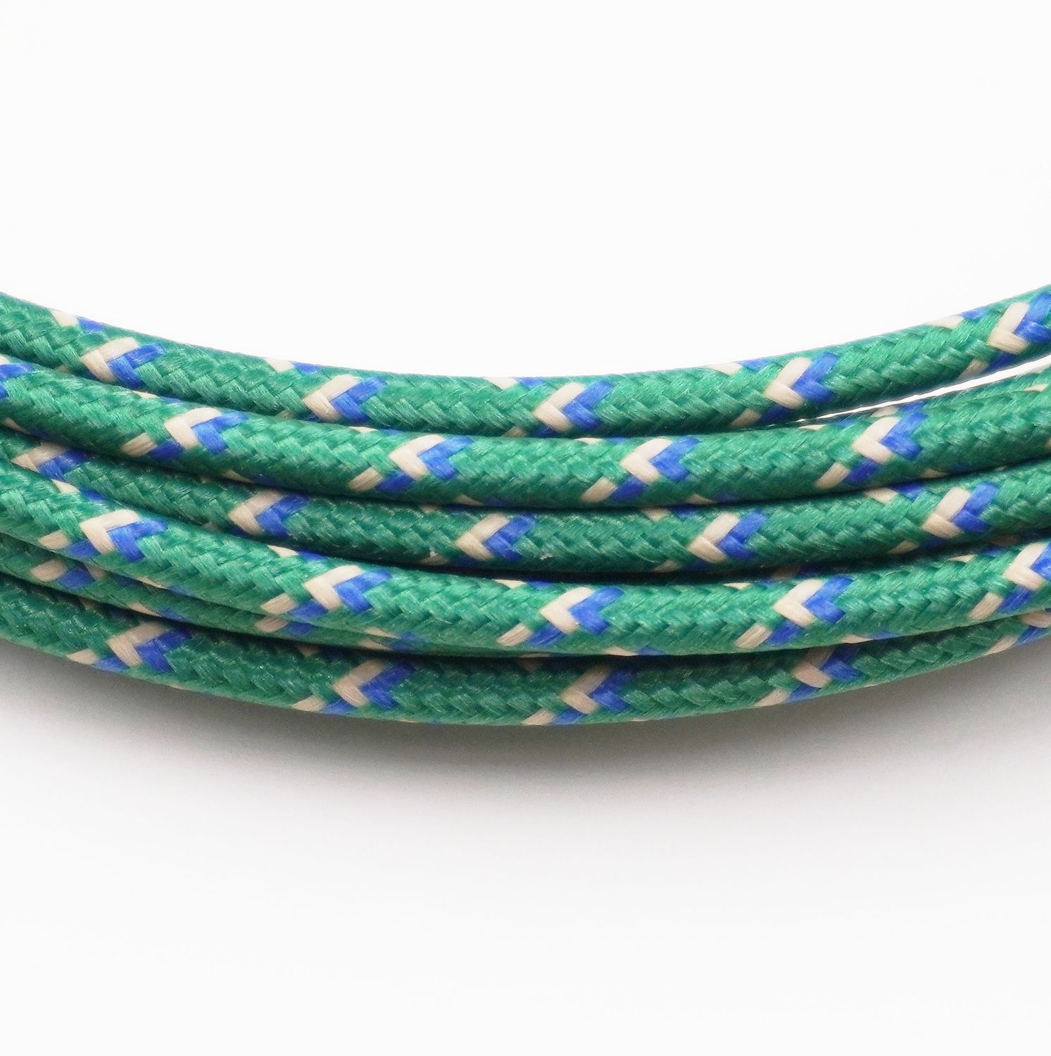 Pure Heritage  - 14 Gauge Wire - Green Braid w/ Teak &amp; Blue Tracer - per foot (25&#39; minimum)