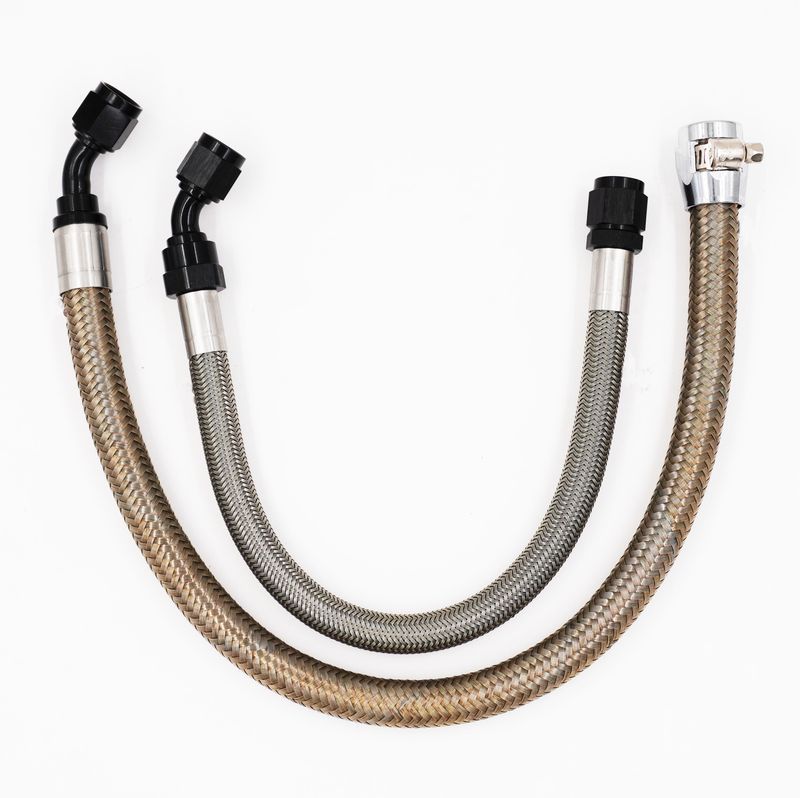 Power Steering Hose Kit (Braided Stainless Hose) - 45° on Box/Rack &amp; 180° on Pump