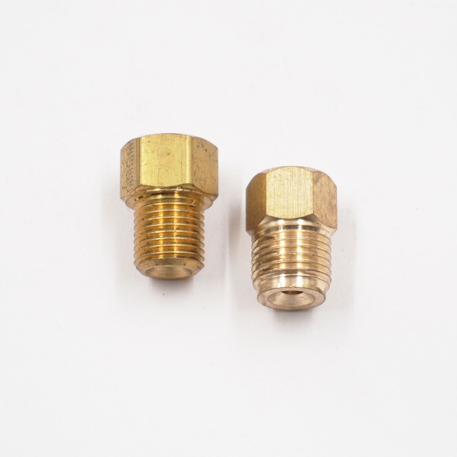 Adapter Kit: 1/2-20 &amp; 9/16-18 Male Inverted Flare x -7/16-24  Female Inverted Flare (1/4&quot; Steel Brake Line) - (Brass) - (Pair) - 2110